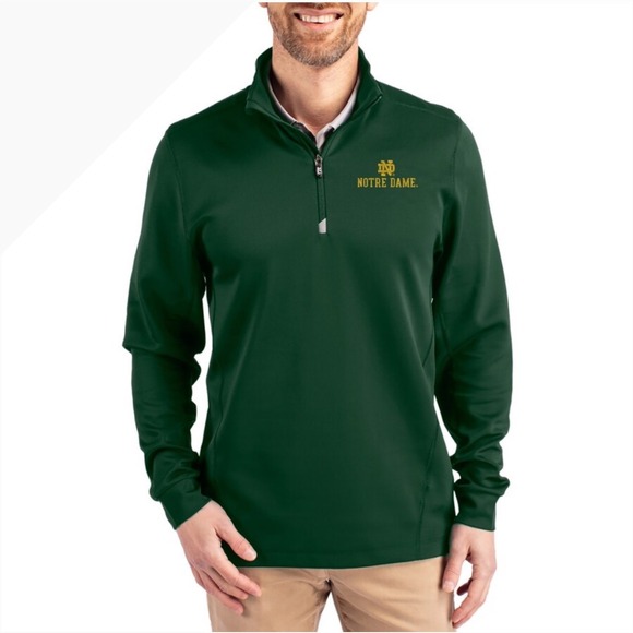 Men's Cutter & Buck Hunter Green Notre Dame Fighting Irish Quarter-Zip Pullover